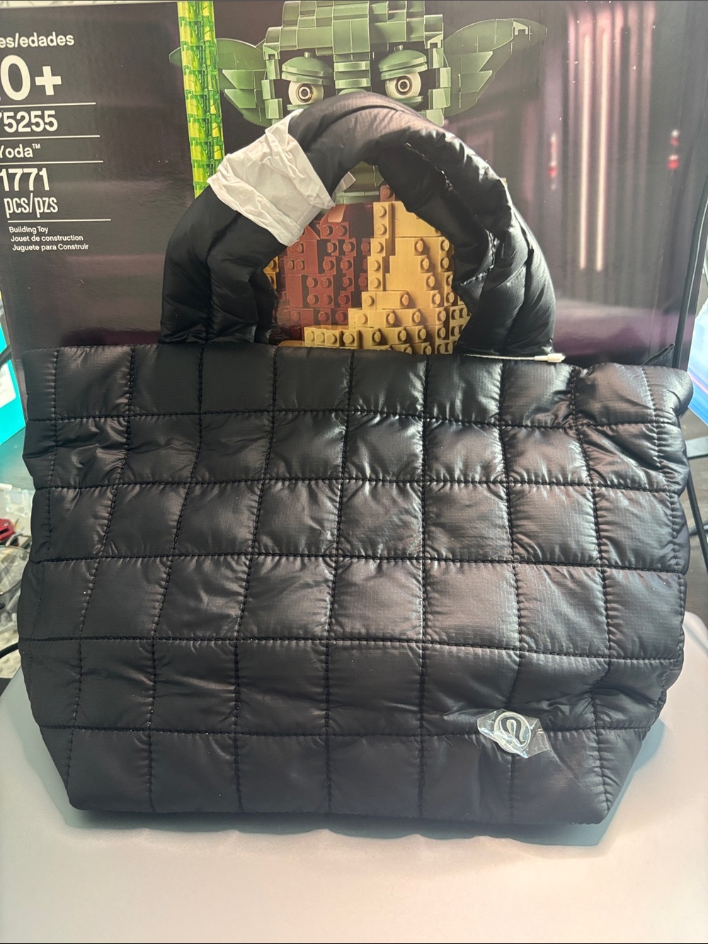 lululemon athletica Quilted Black Puffer Tote small